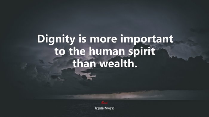 Dignity is more important to the human spirit than wealth. | Jacqueline Novogratz quote
