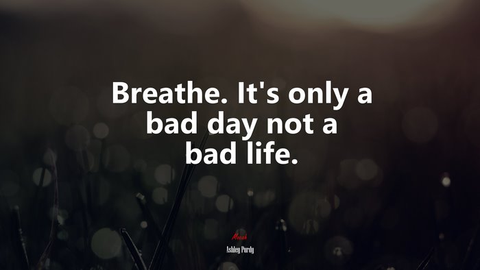 Breathe. It’s only a bad day not a bad life. | Ashley Purdy quote