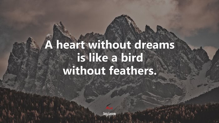 A heart without dreams is like a bird without feathers. | Suzy Kassem quote