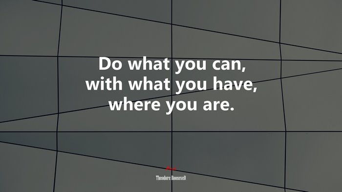 Do what you can, with what you have, where you are. | Theodore Roosevelt quote