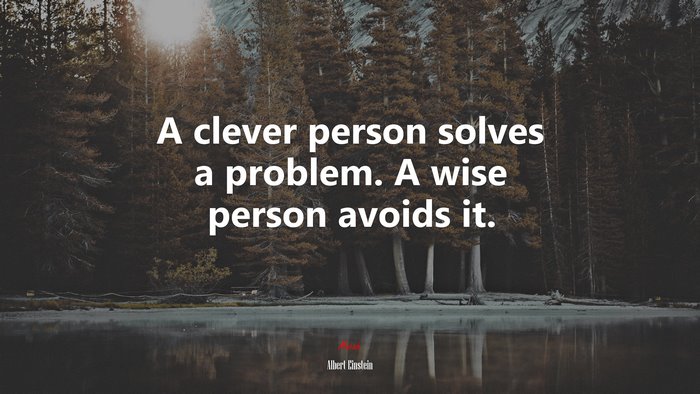 A clever person solves a problem. A wise person avoids it. | Albert Einstein quote