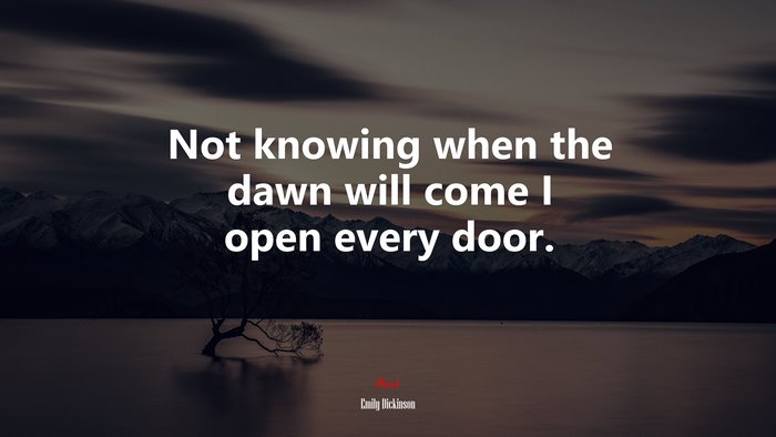 Not knowing when the dawn will come I open every door. | Emily Dickinson quote