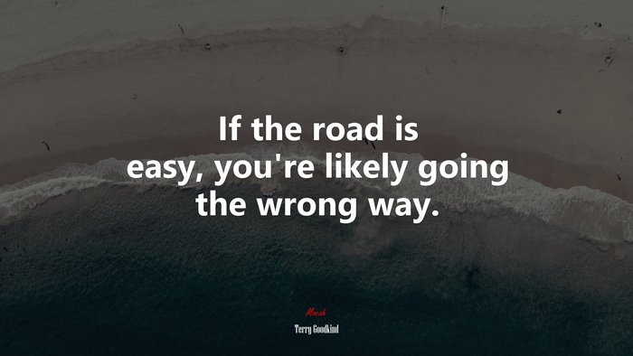 If the road is easy, you’re likely going the wrong way. | Terry Goodkind quote