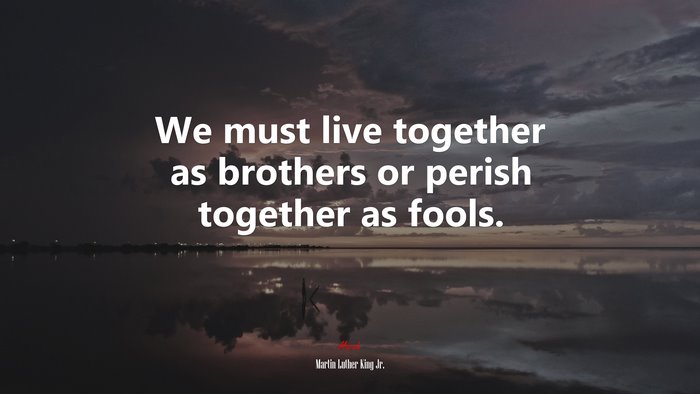 We must live together as brothers or perish together as fools. | Martin Luther King Jr. quote