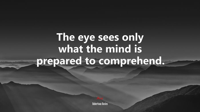 The eye sees only what the mind is prepared to comprehend. | Robertson Davies quote