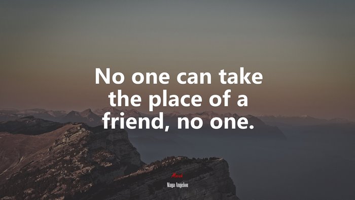 No one can take the place of a friend, no one. | Maya Angelou quote