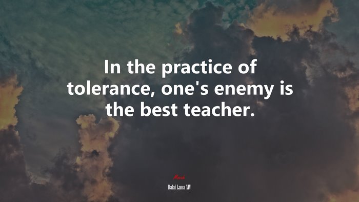 In the practice of tolerance, one’s enemy is the best teacher. | Dalai Lama XIV quote