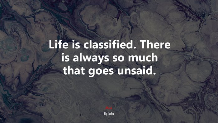 Life is classified. There is always so much that goes unsaid. | Ally Carter quote