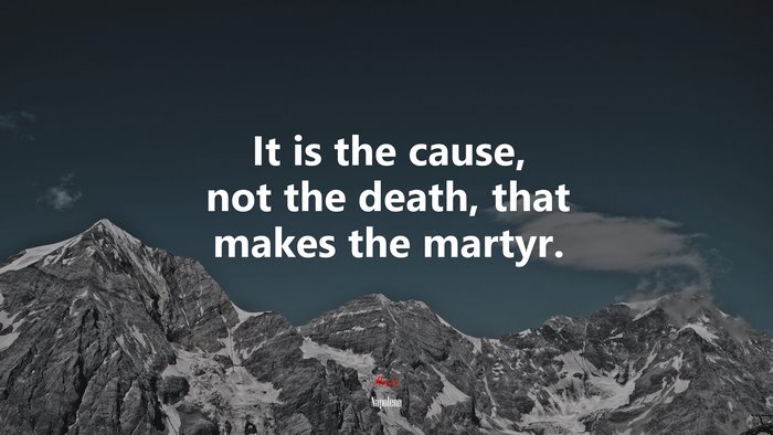 It is the cause, not the death, that makes the martyr. | Napoleon quote