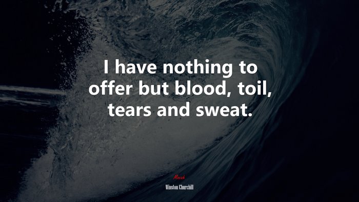 I have nothing to offer but blood, toil, tears and sweat. | Winston Churchill quote