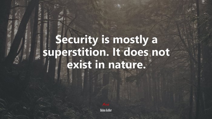 Security is mostly a superstition. It does not exist in nature. | Helen Keller quote