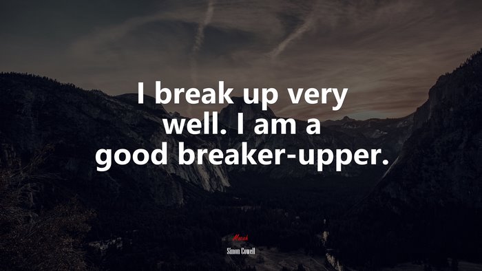 I break up very well. I am a good breaker-upper. | Simon Cowell quote