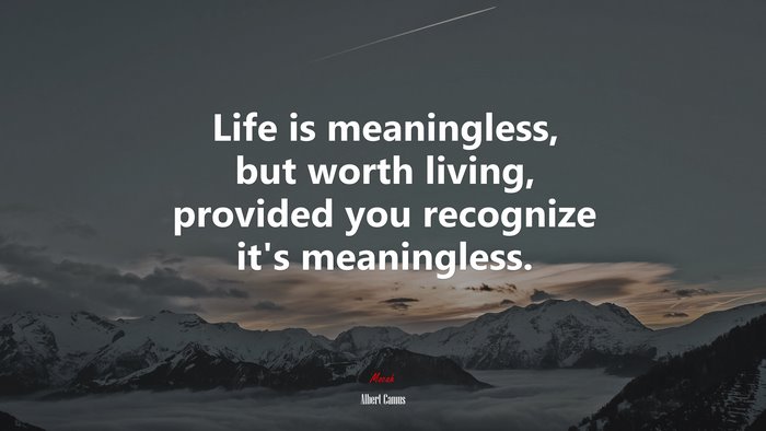 Life is meaningless, but worth living, provided you recognize it’s meaningless. | Albert Camus quote
