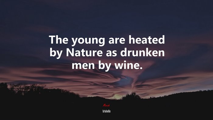 The young are heated by Nature as drunken men by wine. | Aristotle quote