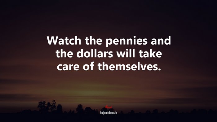 Watch the pennies and the dollars will take care of themselves. | Benjamin Franklin quote