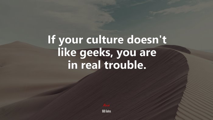 If your culture doesn’t like geeks, you are in real trouble. | Bill Gates quote