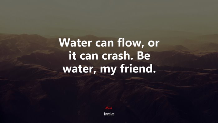 Water can flow, or it can crash. Be water, my friend. | Bruce Lee quote
