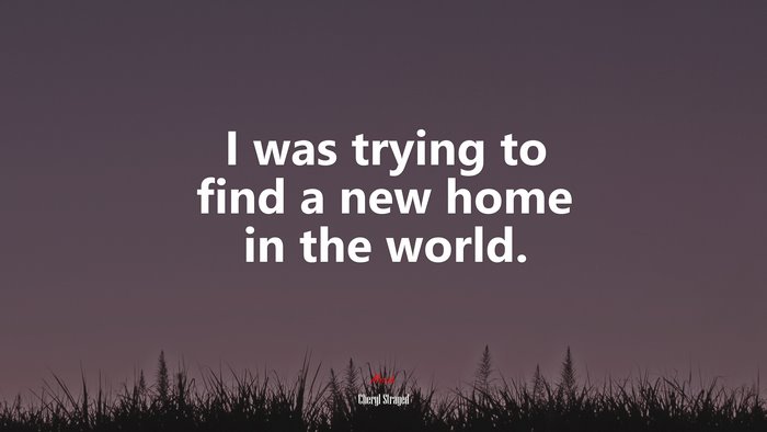 I was trying to find a new home in the world. | Cheryl Strayed quote