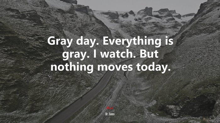 Gray day. Everything is gray. I watch. But nothing moves today. | Dr. Seuss quote