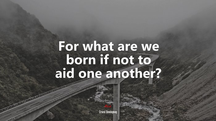 For what are we born if not to aid one another? | Ernest Hemingway quote