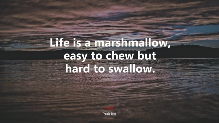 Life is a marshmallow, easy to chew but hard to swallow. | Francis Bacon quote