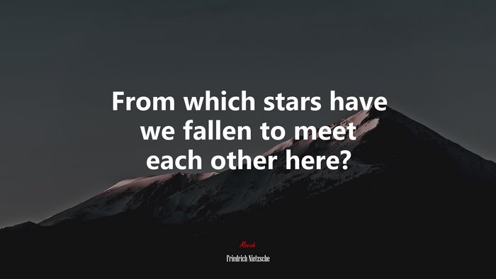 From which stars have we fallen to meet each other here? | Friedrich Nietzsche quote