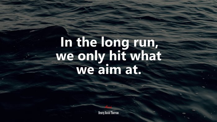 In the long run, we only hit what we aim at. | Henry David Thoreau quote