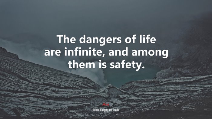 The dangers of life are infinite, and among them is safety. | Johann Wolfgang von Goethe quote