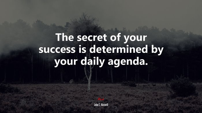The secret of your success is determined by your daily agenda. | John C. Maxwell quote