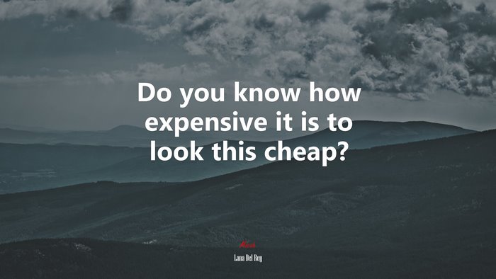 Do you know how expensive it is to look this cheap? | Lana Del Rey quote