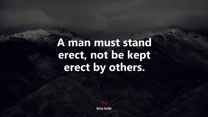 A man must stand erect, not be kept erect by others. | Marcus Aurelius quote