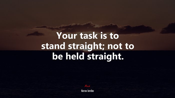 Your task is to stand straight; not to be held straight. | Marcus Aurelius quote