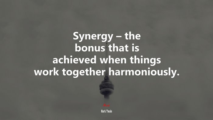Synergy – the bonus that is achieved when things work together harmoniously. | Mark Twain quote