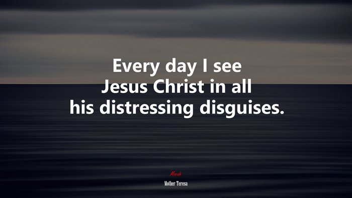 Every day I see Jesus Christ in all his distressing disguises. | Mother Teresa quote
