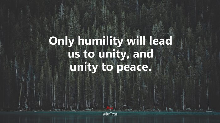 Only humility will lead us to unity, and unity to peace. | Mother Teresa quote