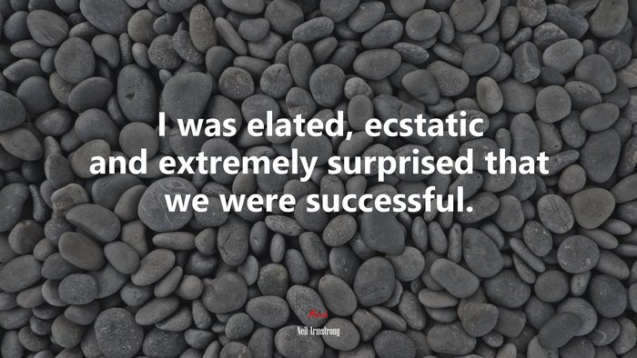 I was elated, ecstatic and extremely surprised that we were successful. | Neil Armstrong quote