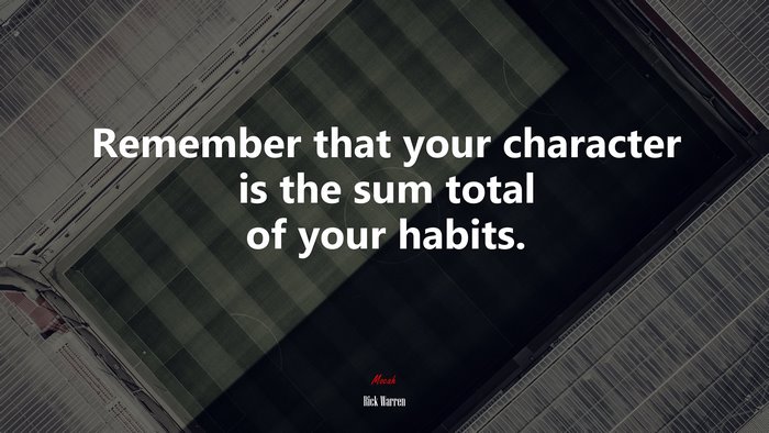 Remember that your character is the sum total of your habits. | Rick Warren quote