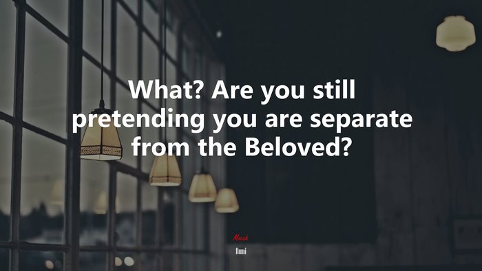 What? Are you still pretending you are separate from the Beloved? | Rumi quote