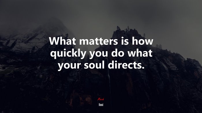 What matters is how quickly you do what your soul directs. | Rumi quote