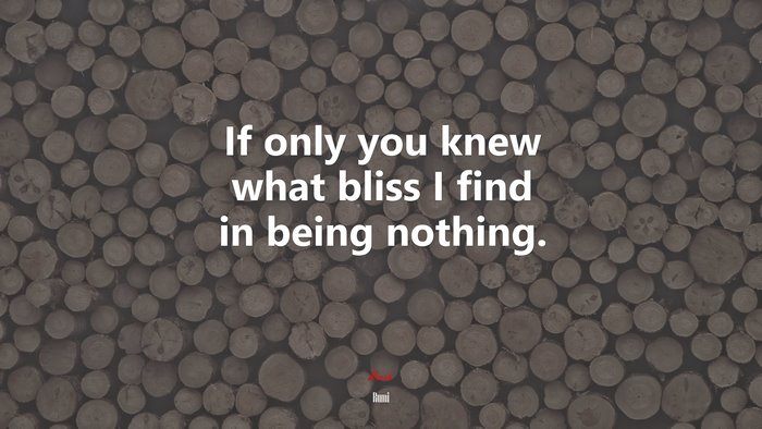 If only you knew what bliss I find in being nothing. | Rumi quote