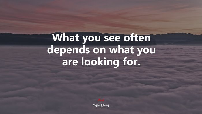 What you see often depends on what you are looking for. | Stephen R. Covey quote