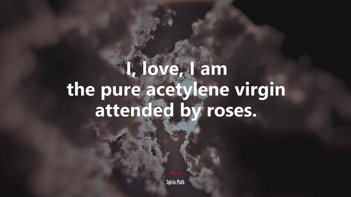 I, love, I am the pure acetylene virgin attended by roses. | Sylvia Plath quote