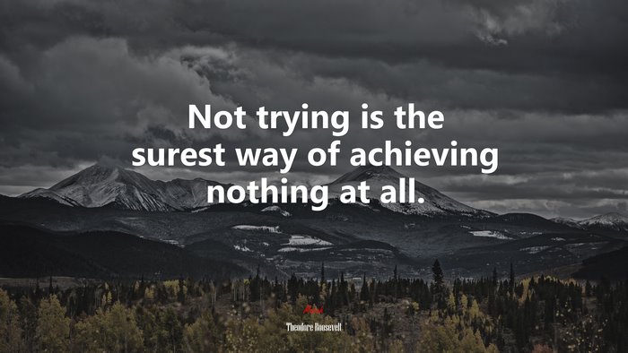 Not trying is the surest way of achieving nothing at all. | Theodore Roosevelt quote