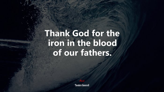 Thank God for the iron in the blood of our fathers. | Theodore Roosevelt quote