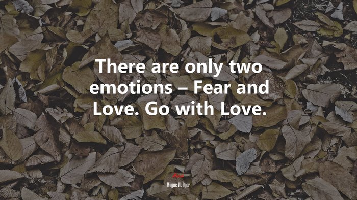 There are only two emotions – Fear and Love. Go with Love. | Wayne W. Dyer quote