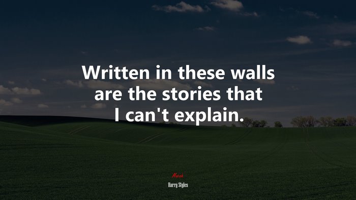 Written in these walls are the stories that I can’t explain. | Harry Styles quote