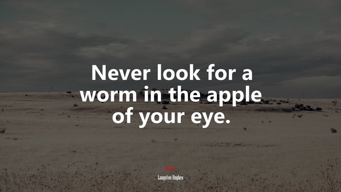 Never look for a worm in the apple of your eye. | Langston Hughes quote