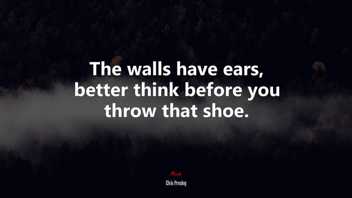 The walls have ears, better think before you throw that shoe. | Elvis Presley quote