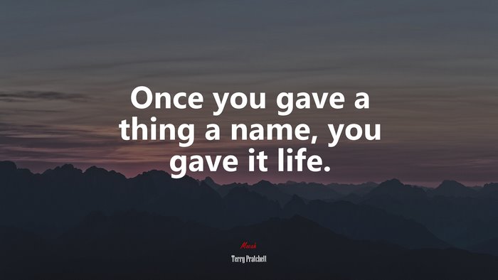 Once you gave a thing a name, you gave it life. | Terry Pratchett quote