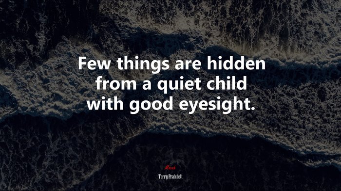 Few things are hidden from a quiet child with good eyesight. | Terry Pratchett quote